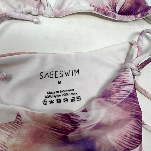 Sage Swim Purple Floral 2 Piece String Cheeky Bikini Size Medium - Picture 4 of 5